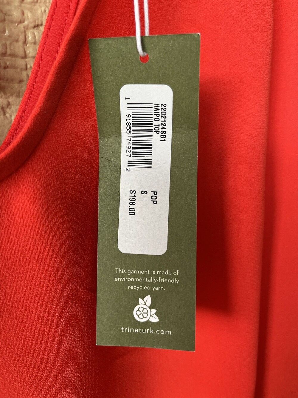 Trina Turk women Poppy Haipo Draped Side Tie Back Crepe Blouse Top sz Small $198 - Picture 7 of 11